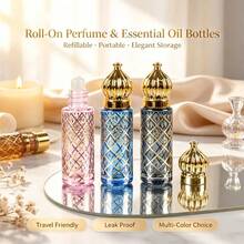 8ml Empty Perfume Bottle Color Packaging Roller Ball Mini Essential Oil Bottle Glass Portable Glass Bottle Travel Accessorie(Small Accessories Included) - Multicolor - View 4