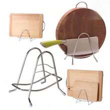 1pc Stainless Steel Cutting Board Pot Lid Rack Knife Holder Kitchen Pot Lid Rack Chopping Board Stand Multi-Function Storage Rack - Multicolor - View 3