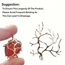 5pcs Gold & Silver Copper Tree Branch Pendant Bases, Suitable For DIY Handmade Crafts, Can Be Paired With Natural Gemstones, Crystals, Raw Stones, Pearls And Other Materials For Inlay Design - Multicolor - View 7