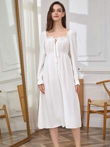 Women's New Spring/Autumn Pure Cotton Long Sleeve Pajamas, Can Be Worn As Loungewear - White - View 6