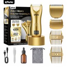ENSSU Alat Cukur Rambut Tubuh Multifungsi Pria 2-in-1 Emas, Baterai Isi Ulang 600mAh, Alat Cukur Listrik 6-in-1 dengan Alas Pengisi Daya, Pengisian Cepat USB, Waktu Penggunaan 60 Menit, Alat Cukur Rambut Tanpa Kabel untuk Mencukur Jenggot dan Rambut Tubuh - alat cukur - View 3