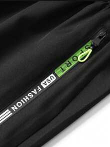 Men's Sports Cargo Pants, Loose Fit Wide Leg Drawstring Pants With Zipper Pockets, For Fitness And Outdoor - Black - View 8