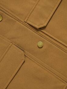 Jaket Pendek Wanita Musim Gugur dengan Kancing Depan, Manset dan Kerah Bergaris Kontras, Mantel Elegan untuk Perayaan Liburan dan Aktivitas Sehari-hari - Mocha Brown - View 5