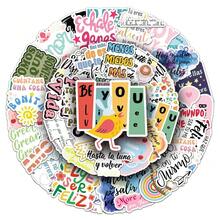 50 pièces Autocollants de citations inspirantes espagnoles de haute qualité, peuvent être utilisés pour le scrapbooking, les journaux, les ordinateurs portables, les pare-chocs, les planches à roulettes, les bouteilles d'eau, les ordinateurs, les téléphones, etc., ajoutez du plaisir à votre vie, cadeaux d'anniversaire, cadeaux de Pâques, cadeaux de Noël, cadeaux de la Saint-Valentin, choix de cadeau parfait pour la rentrée scolaire. - 50 pièces - Voir 1