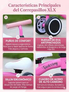 Bicicleta De Equilibrio Sin Pedales Para Niños, Triciclo Ajustable De 4 Ruedas, Correpasillos Para Aprender A Caminar Y Mantener El Equilibrio, Juguete Deportivo Para Interior Y Exterior Rojo/Blanco/Rosa/Azul - Azul - Ver 8
