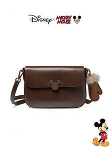 Disney Fashion Solid Color Crossbody Bag, Shoulder Bag, Large Capacity Lightweight Versatile, Exclusive IP Accessory, Women's Gift Choice - Brown - View 11