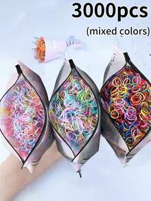 6000/5000/3000/2000pcs Mini Solid Color Disposable Hair Ties, Strong And Durable Small Hair Bands, Gentle On Hair, Suitable For Daily Use - Multicolor - View 26