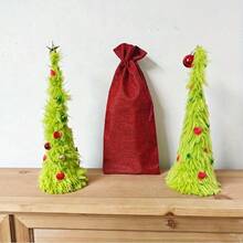 Christmas Desktop Bendable Christmas Tree, Green Plush Christmas Tree, Christmas Tree Desktop Decoration, Party Table Centerpiece (No Light Strip, No Glow, No Ladder) - Multicolor - View 11