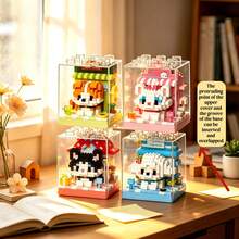 Stackable Cute Animal Micro Particle Building Blocks With Dust Cover, DIY Assembly Educational Toy, Stackable Storage Shell, Creative Handmade Stress Relief Desktop Ornament, Suitable For Birthday, Halloween, Christmas Gifts, Back To School Home Leisure Craft, Festival Commemoration - Multicolor - View 4