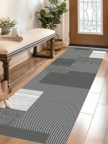 1pc 3.5mm Thick Geometric Patchwork Square Pattern Diatom Mud Mat, Cuttable Soft Rubber Material, Kitchen Carpet Bathroom Mat, Suitable For Entryway Hallway Living Room Laundry Room, Outdoor Garden Decor Door Mat - Multicolor - View 9