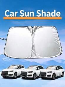 1pc Car Sun Shade Umbrella, Car Windshield Sunshade, Car Sun Shade, Heat Insulation Front Windshield Shade, Car Sun Protection Shade, Silver Coating, Waterproof, Sunproof, Dustproof, Cold-Proof Outdoor Full Car Cover, Provides Ultimate Protection, Resists Rain, Snow, UV Rays, Wind And Sand, Thickened Polyester Car Cover, National Day Gift, Halloween Gift - Multicolor - View 2