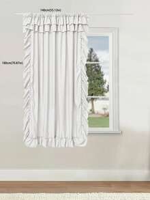 1pc Minimalist Solid Color Lace Trim Curtains, American Style Semi-Sheer Privacy Curtains For Bedroom Windows, Living Room Breathable Curtains, Home Window Decor, Holiday Decoration, Living Room Curtains - White - View 9