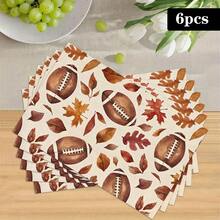 1/4/6pcs Autumn Series Football & Autumn Leaf Pattern Printed Placemats, Heat-Resistant Table Mats For Home Kitchen/Dining Table Protection, Kitchen Table Party Decor - Multicolor - View 13