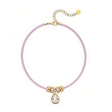 Water Drop Shaped Cubic Zirconia Pendant Silk Rope Necklace, Suitable For Women, Exquisite Bezel Design, Transparent Cubic Zirconia Minimalist Necklace Jewelry Gift. - Milan Rope Pendant Necklace - View 15