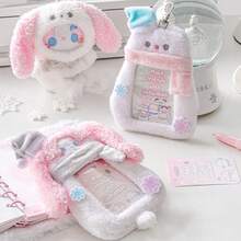 1pc Cute Fluffy Winter Animal Photocard Holder Keychain, Kawaii Plush Idol Card Protector Sleeve Bag Charm Gift For School Student - Multicolor - View 11