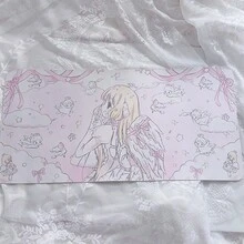 1pc Leather Mousepad Korean Ins Cartoon Chobits Chi Student Long Desk Mat | Kawaii PU Leather Mouse Pad For Dorm Dining, XXL Cute Anime Office Decor - View 9