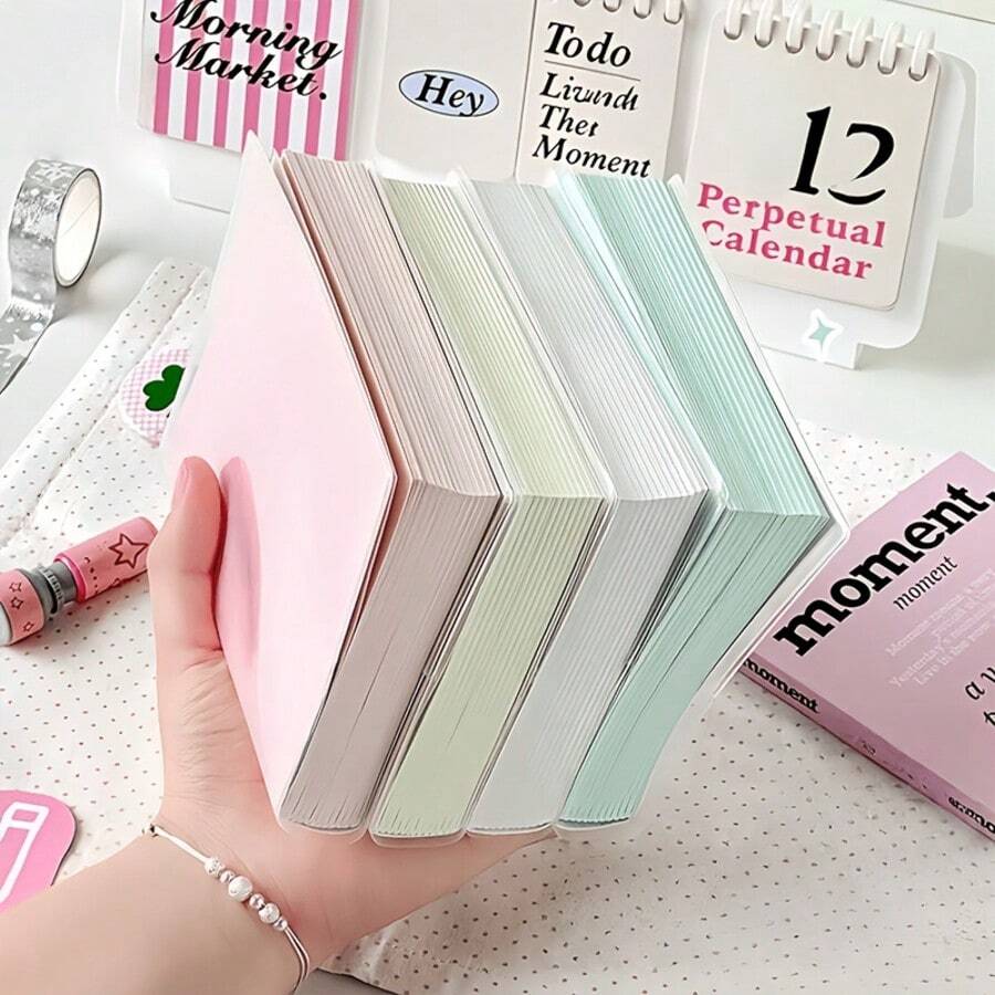 1pc Candy Color Thick Diary Notebook, 400 Pages Large Capacity Student Aesthetic Journal, Office, Diary, Planner, Notes, Travel, Sketching And Stationery