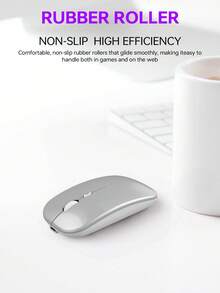 Upgrade Your Computer Experience With A Rechargeable Wireless Mouse - 2.4GHz Silent Optical Mouse, Suitable For Laptops - Silver - View 8