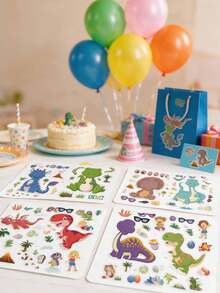 8Pcs DIY Dinosaur Sticker Sheets For Toddlers, Mix & Match Create Your Own Cute T-Rex Brachiosaurus Decals, Fun Prehistoric Dino Craft Project Kit For Kids Birthday Party Favor Bags, Goody Bag Fillers, School Rewards & Classroom Game Prizes Stuff - Multicolor - View 11