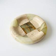 Luxury Marble Jewelry Tray, Yellow Jade Inlay Elegant Style Vanity Jewelry Organizer Storage Dish, Multi-Scene High-End Storage Tray - Yellow + Jade - View 9