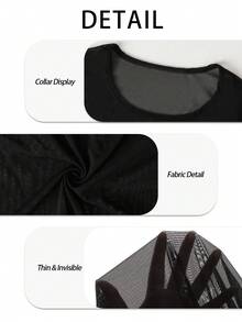Women Long Sleeve Crew Neck Tops Base Layer Fall Clothes Ultra Thin Traceless Undershirts Slim Spring Going Out Black Outfit Halloween Winter Mesh - Black - View 6