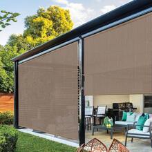 Outdoor Roller Shades, Cordless Blocking Patio Roll Up Blinds, Exterior Sunscreen Fabric Privacy Screen Shade Porch Pergola Gazebo Balcony Deck, Minimalist Style, Brown, 1 Pack - Walnut - View 6