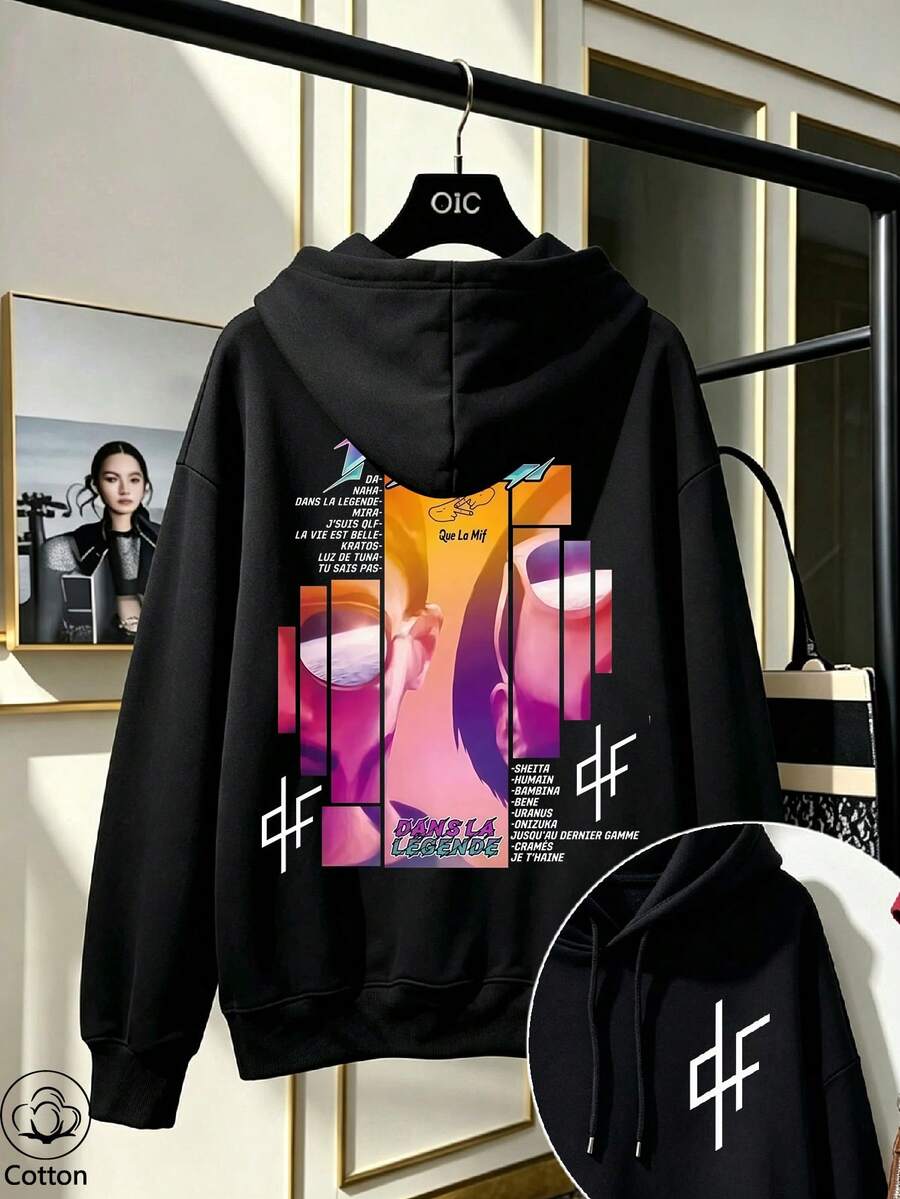 Women's Crew Neck Sweatshirt, Travel Hoodie With Pocket, Cotton T-Shirt, Basic Autumn-Winter Sweatshirt For Women - Black - View 1