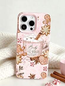 1pc Christmas Personalized Drink Gingerbread Candy Pattern Light Pink Liquid Straight Edge Phone Case Compatible With IPhone 16/16Pro/16Plus/15/15ProMax/15Pro/11/12/13/14ProMax/11Pro/11ProMax/12Pro/12ProMax/13Pro/13ProMax/14Pro/14ProMax Soft Shell Premium Creative - Multicolor - View 1