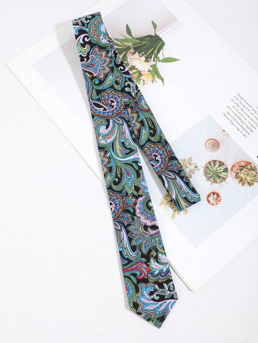 1PC Fashion Casual Men's Exquisite Paisley Pattern Tie, Comfortable Versatile Suitable For Daily Wear, Shopping, Business, Banquet, Party, Date - Multicolor - View 1