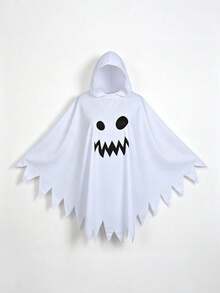 Adult And Children's Halloween Ghost Cape, Scary Face Cloak, Parent-Child Role Play Party Ghost Hooded Shawl - Multicolor - View 8