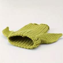 1pc Handmade Crochet Warm Dog Hat, New Pet Headwear For Autumn/Winter - Green - View 4