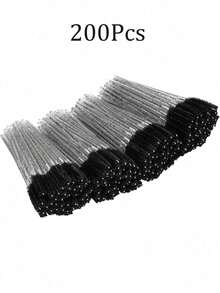 200/100/50/10支裝 睫毛刷棒 尼龍刷毛睫毛刷 無香眉毛延伸刷（附ABS塑膠手柄） 適合一般膚質 粉色與黑色刷頭套組 - 彩色 - 查看 10