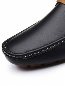 Men's Colorblock Patchwork Versatile Fashion Comfortable Driving Loafers Slip-On Loafers Minimalist Commute Business Casual Daily Travel Work Outfit Lightweight Flat Leather Shoes - Brown - View 6