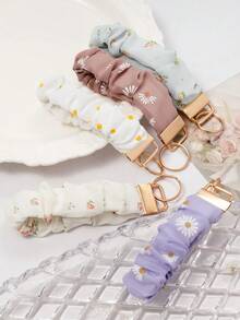 Sweet Women's Daily Gift Chiffon Printed Elastic Hair Tie Wrist Keychain, Multi-Purpose Key Holder And Bag Charm, Suitable For Keys, Phones, ID Badges, Great For Holiday Gifts - Multicolor - View 8