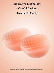 1 Set Invisible Left/Right Universal Silicone Breast Pads, Natural Fit To Body Shape, Suitable For Autumn, Daily Wear - Multi-color - View 2