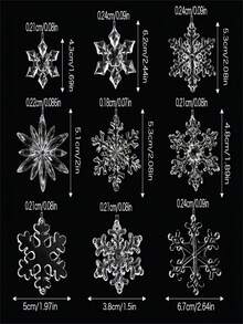 30pcs Assorted Acrylic Snowflake And Icicle Hanging Ornaments – Handmade Winter Wonderland Christmas Tree Decorations, Clear Crystal Snowflake Drops For Holiday Home Decor - Multicolor - View 3