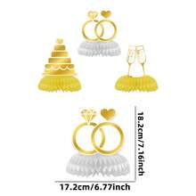 3 Pieces Of Wedding And Engagement Honeycomb Ornaments, Golden Ring Cake Champagne Design Table Decoration, Center Table Decoration Items For The Bride's Party - View 9