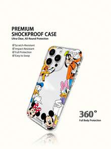 Miniso بطانية هاتف ماركة XDisney، متوافق مع آيفون 17Pro Max/17Pro Air 16ProMax 15Plus 14/13 آبل 17 15Pro 12Pro 11 16Plus، XR آبل ونماذج أندرويد، هدية عطلة للعائلة والأصدقاء - شفاف - مشاهدة 4