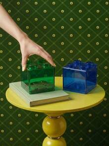 Building Block Shaped Transparent Piggy Bank, Stackable, Dopamine Style, Green/Yellow/Red/Blue, Home Decor Ornament, Suitable For Living Room/Bedroom/Study, Perfect For Back To School, Halloween, Christmas - Multicolor - View 8