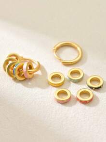 1 Pair French Vintage Elegant Luxury Handmade Enamel Colorful Hoop Earrings - Earring - View 2