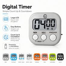 2pcs Digital Electronic Timer Set, High-Definition LCD Large Number Display, Sensitive Buttons Easy To Operate, Counting And Countdown Function, Magnetic Mount, Practical Timing Tool For Baking, Cooking, Laboratory, Office, Study, Sports Training - A - View 3
