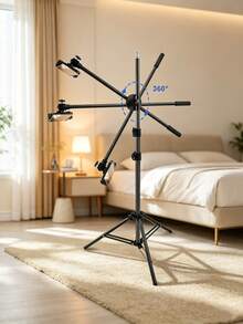 Adjustable Phone Floor Tripod, Detachable Overhead Mount, Suitable For Live Streaming, Recording, Cooking, Painting And Food Photography, No Battery Required, Perfect For Christmas Gift, Holiday Office, Bedroom, Hotel, Party And Restaurant Decor - Multicolor - View 3