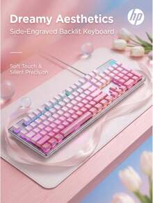 HP Keyboard berkabel K500Y dengan 104 tombol yang dicetak di samping ini meniru nuansa keyboard mekanik sejati, menawarkan pengoperasian yang tenang dan lampu latar yang cerah untuk pekerjaan kantor yang efisien dan permainan yang lancar. - View 2