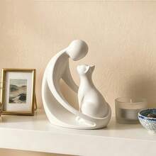 2件組 黑/白/極簡風 人與貓擁抱 3D列印收藏室飾品，PLA材質，萬聖節與聖誕節送給貓奴的完美禮物，抽象現代桌面裝飾，寵物愛好者裝飾雕塑，婚禮禮物，生日禮物，桌面擺飾 - 白色1件 - 查看 11