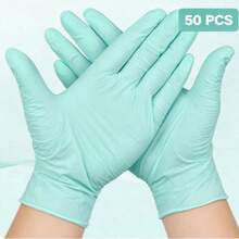 4/50/100pcs Green Disposable Nitrile Gloves, Powder-Free Latex-Free, Reusable Soft Comfortable High-Quality Nitrile Gloves, For Home And Professional Cleaning, Bagged - Green - View 10