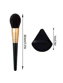 2Pcs Makeup Tool,Blush Brush,Makeup Puff,For Blush,Setting Powder,Contour, Daily Makeup, Ideal For Makeup Beginners & Women - Black - View 9