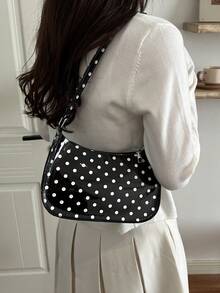 Tas Bahu Wanita, Tas Selempang Motif Polkadot, Tas Baguette Serbaguna untuk Komuter - MultiWarna - View 3
