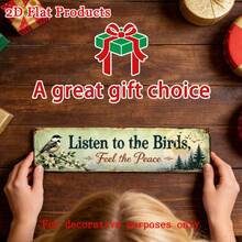 [2D Flat], 1pc 15.75x3.94 Inches - Vintage Sparrow Long Hanging Sign, Forest Pine Tree Distressed Metal Decorative Plate, Farmhouse Garden Porch And Peace Quote Wall Decor (Random Style) - A - View 3
