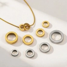 10 Buah Manik-Manik Spacer Bulat Pipih Lubang Besar dari Stainless Steel, Cocok untuk Kalung DIY, Gelang, Pembuatan Perhiasan, dan Aksesoris Manik-Manik - manik-manik pemisah baja tahan karat - View 3