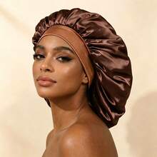 Awegeo Oversized Bonnet Elastic Silky Sleep Cap, Silky Soft Hair Protection Cap - Hot Pink - View 19